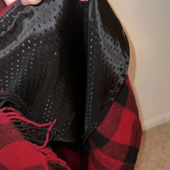 Woolrich Women’s Red Plaid 90s y2k Vintage Wool Fringe Blanket Wrap Skirt Size 8 - Picture 8 of 15